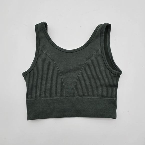 Morera Other - Morela Bra Womens XS Green High Neck Tank Bralette Sports Longline Ribbed Moto
